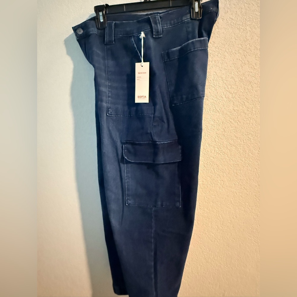 Sofia by Sofia Vergara Dark Wash Barrel Cargo Jeans - Picture 7 of 7